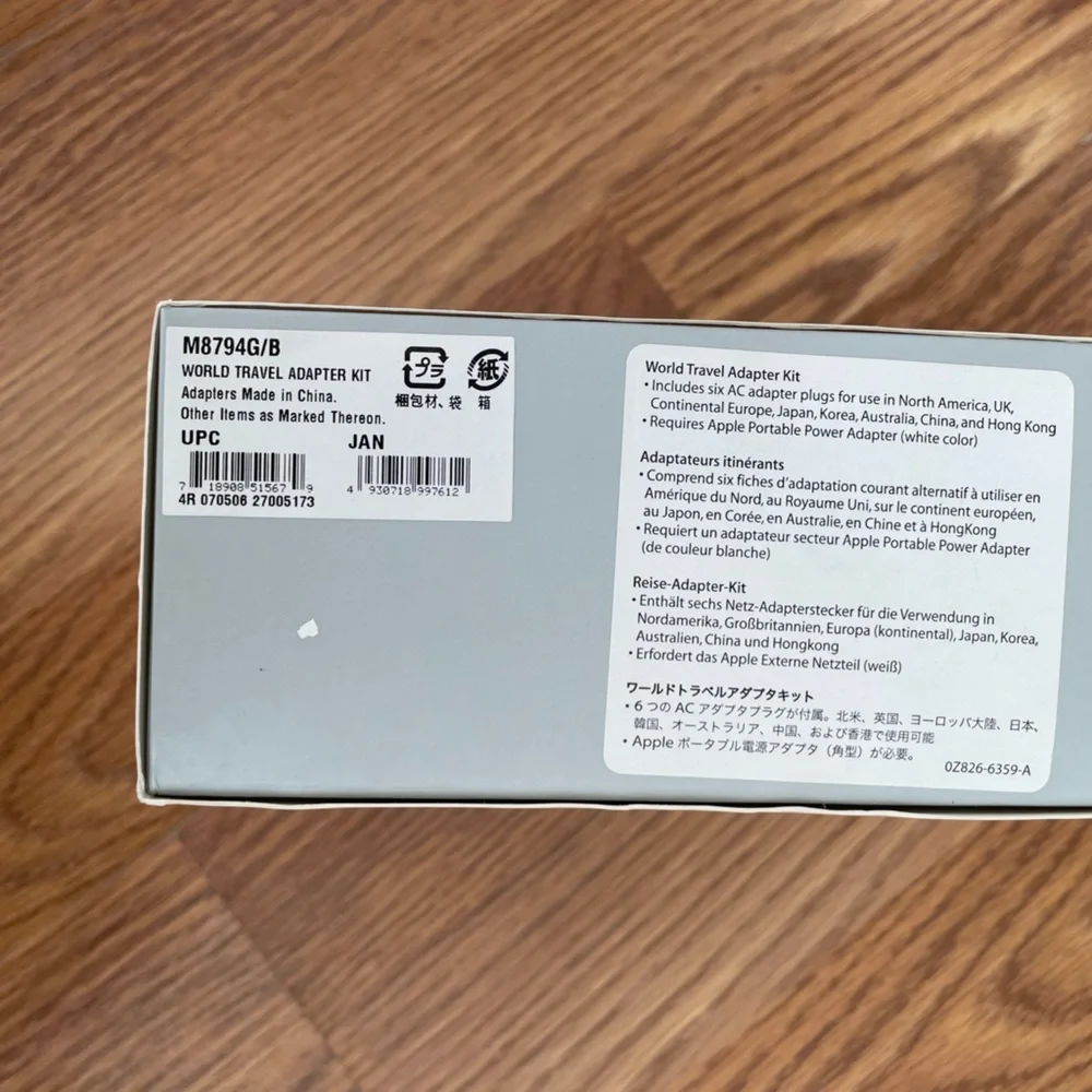 NEW IN BOX Apple World Travel Adapter Kit M8794G/B with 6 adapters